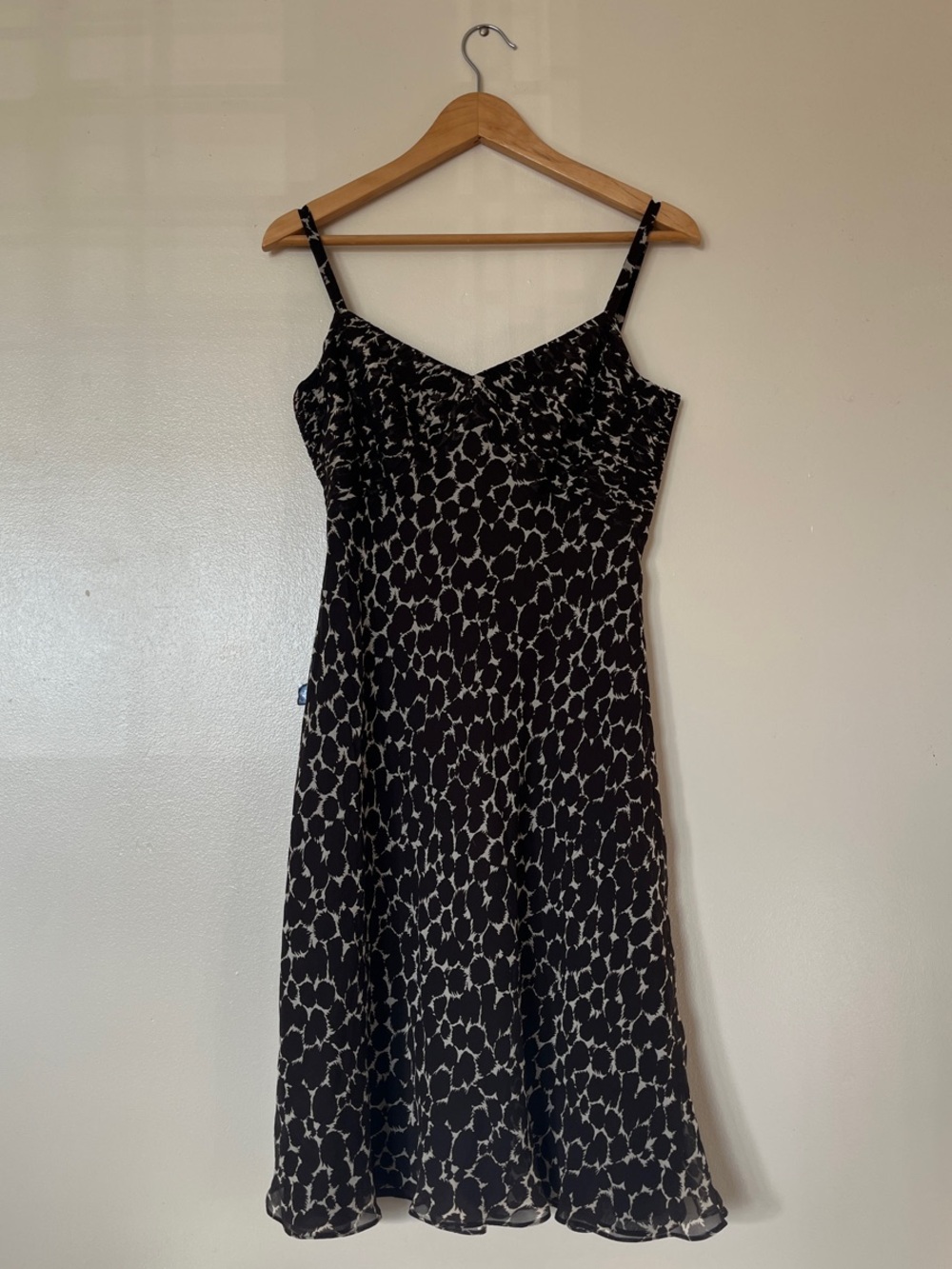 Brown and Tan Spotted Slip Dress with Adjustable Straps